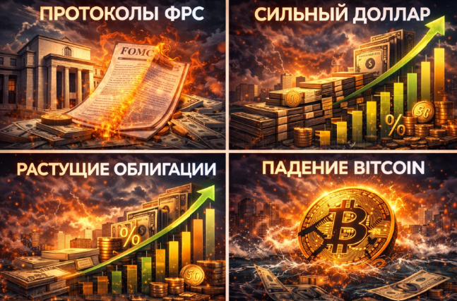 Digital студия Бюро Невозможного Москва | Биткоин подешевел на фоне роста доллара и облигаций после публикации протоколов ФРС. Что происходит и чего ждать дальше