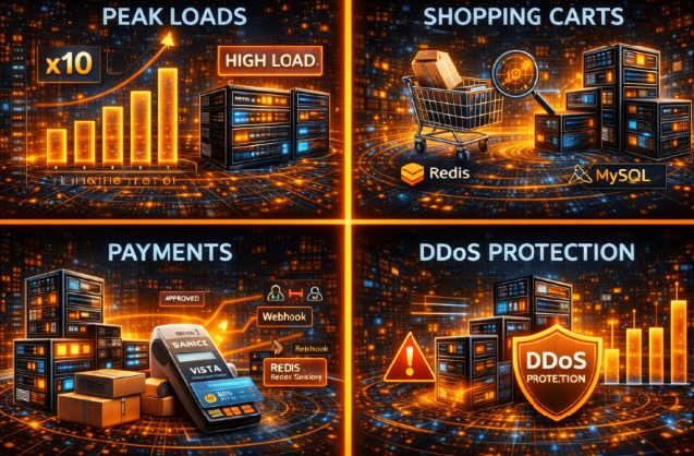 Digital студия Бюро Невозможного Москва | VDS 2026 для маркетплейсов и eCommerce Пиковые нагрузки, корзины, платежи и защита от DDoS