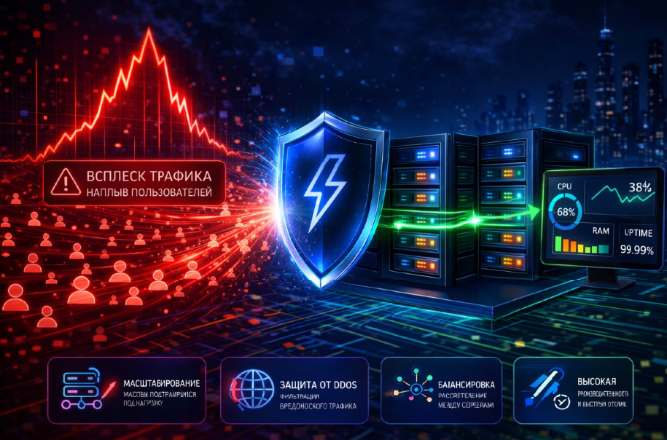 Digital студия Бюро Невозможного Москва | VDS 2026 для защиты от резких скачков трафика: стабильность при наплыве пользователей