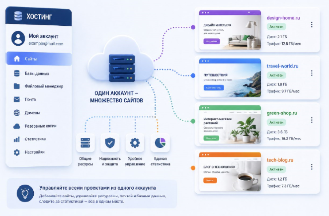 Digital студия Бюро Невозможного Москва | Хостинг для нескольких сайтов: как управлять проектами на одном аккаунте