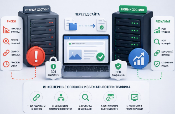 Digital студия Бюро Невозможного Москва | Как смена хостинга влияет на SEO сайта: риски и инженерные способы избежать потери трафика