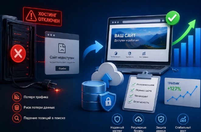 Digital студия Бюро Невозможного Москва | Что будет с сайтом при отключении хостинга: как не потерять данные и трафик в 2026 году