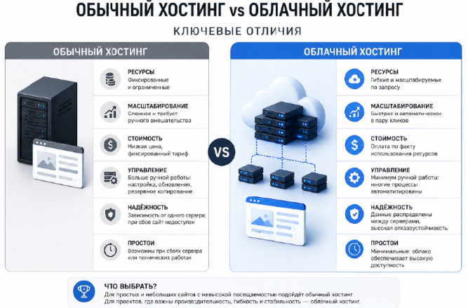 Digital студия Бюро Невозможного Москва | Чем отличается обычный хостинг от облачного: что лучше для современного сайта в 2026 году