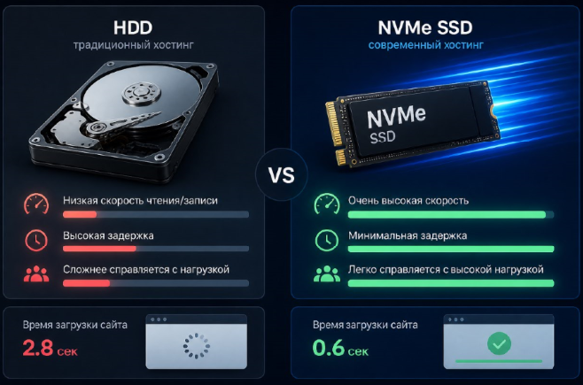 Digital студия Бюро Невозможного Москва | Почему современные сайты требуют SSD и NVMe хостинг для быстрой работы