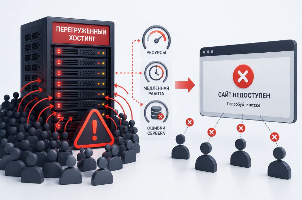 Digital студия Бюро Невозможного Москва | Почему перегруженный хостинг может вызывать ошибки и недоступность сайта