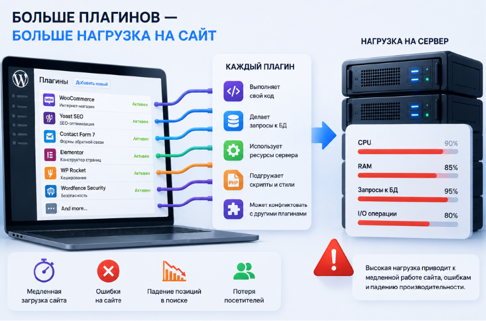 Digital студия Бюро Невозможного Москва | Почему сайты с большим количеством плагинов требуют более мощный хостинг Digital студия Бюро Невозможного Москва | Почему сайты с большим количеством плагинов требуют более мощный хостинг