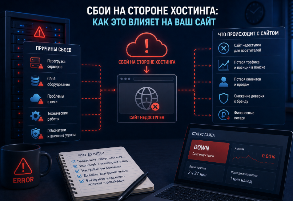 Digital студия Бюро Невозможного Москва | Что происходит с сайтом при сбоях на стороне хостинга
