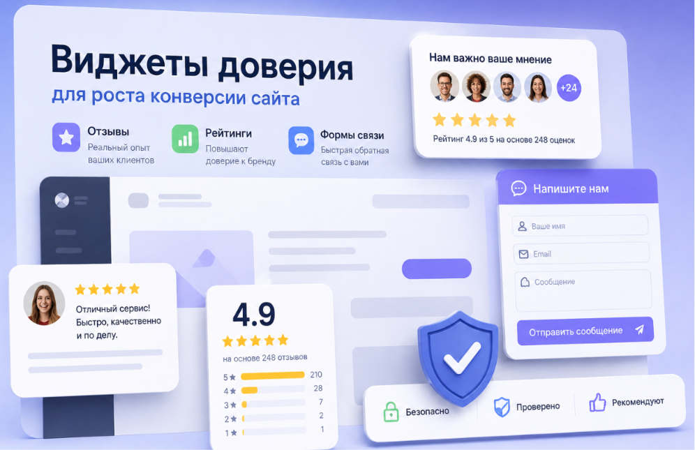 Виджеты доверия для сайта: отзывы, рейтинги и формы обратной связи для роста конверсии