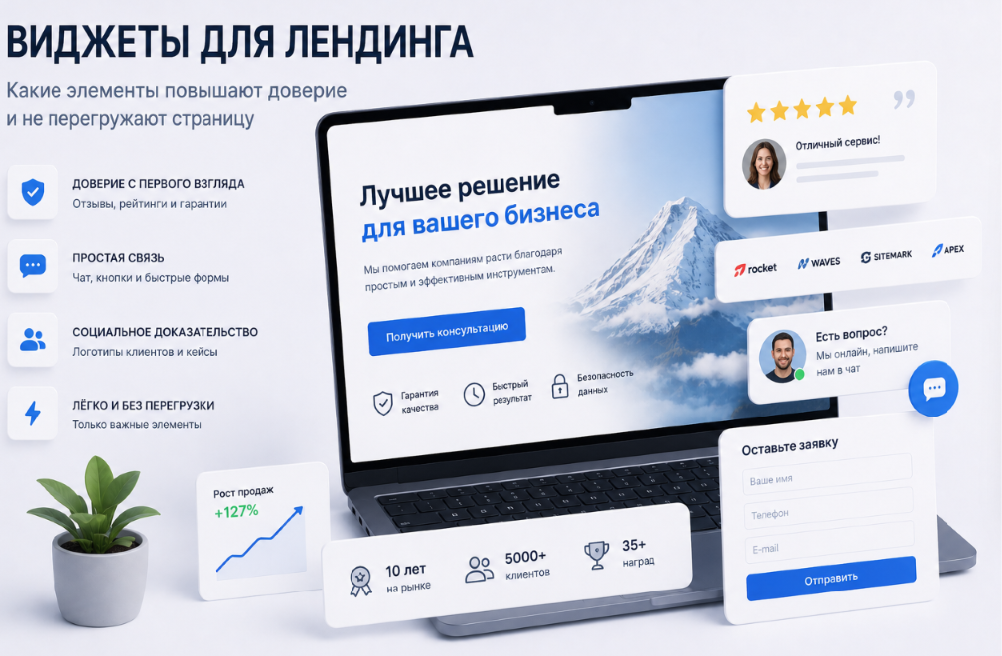 Виджеты для лендинга: какие элементы повышают доверие и не перегружают страницу