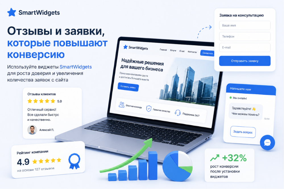SmartWidgets для бизнеса: как использовать отзывы и заявки для повышения конверсии сайта