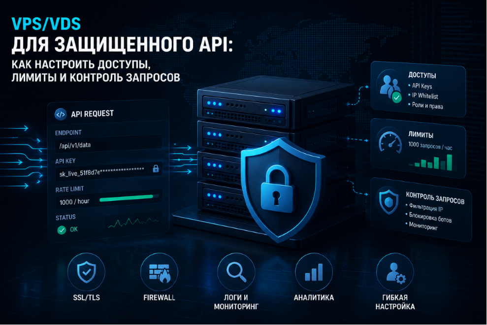 VPS/VDS для защищенного API: как настроить доступы, лимиты и контроль запросов