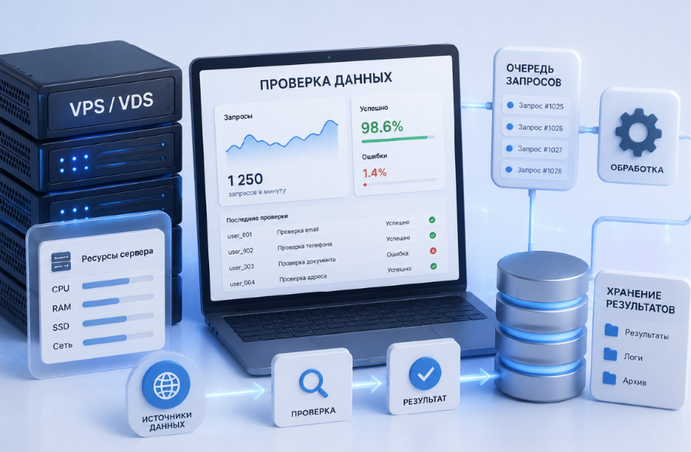VPS/VDS для сервиса проверки данных: какие ресурсы нужны для запросов, очередей и хранения результатов