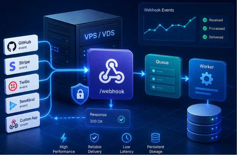 VPS/VDS для проекта с вебхуками: как не терять входящие события и обрабатывать их без задержек